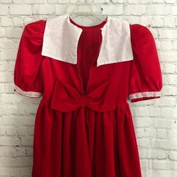 Girls’s Red and White Long Dress - Size: Large - Picture 6 of 7